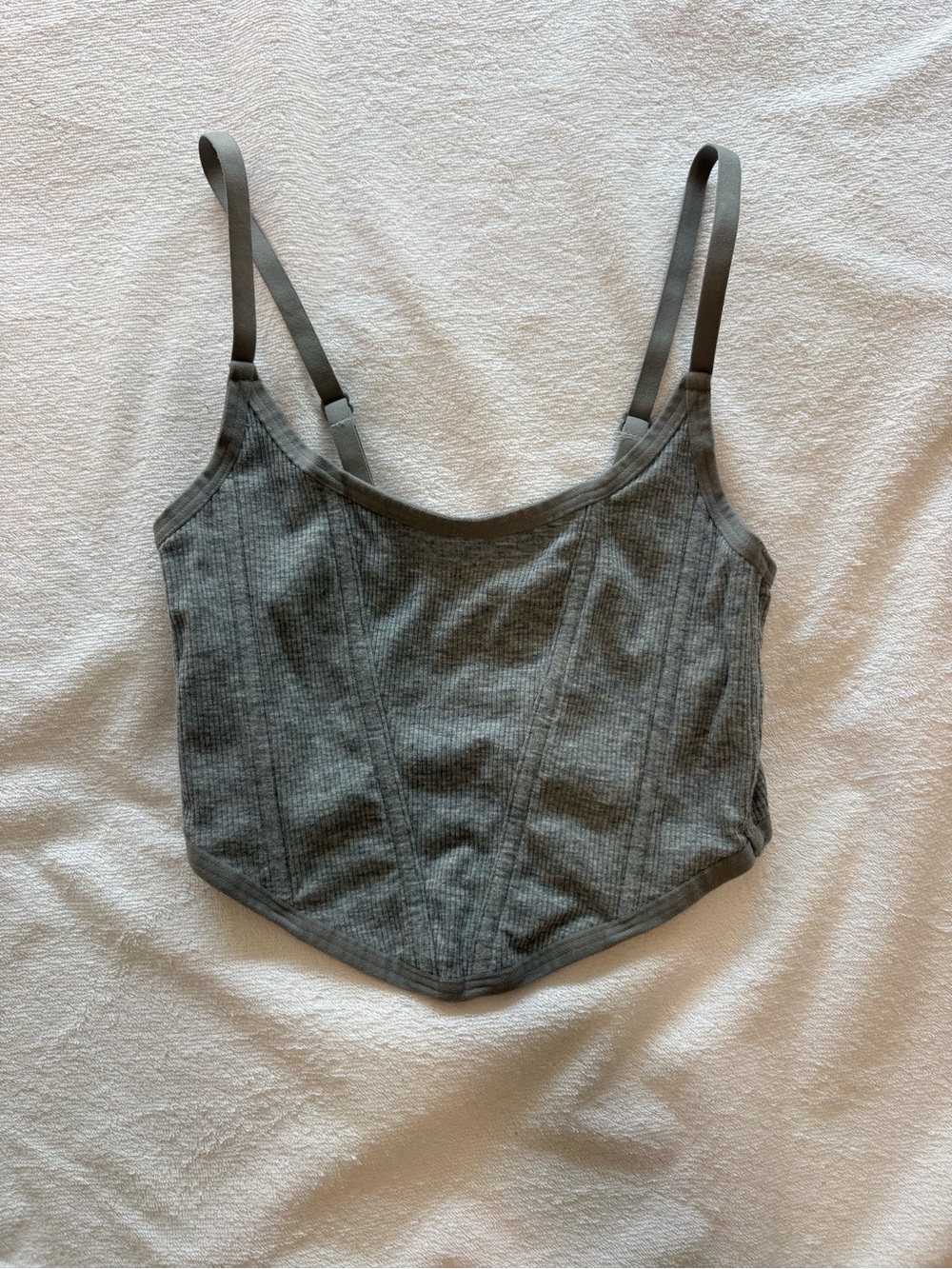 Colsie Gray Ribbed Bandeau Crop Top with Adjustable Straps